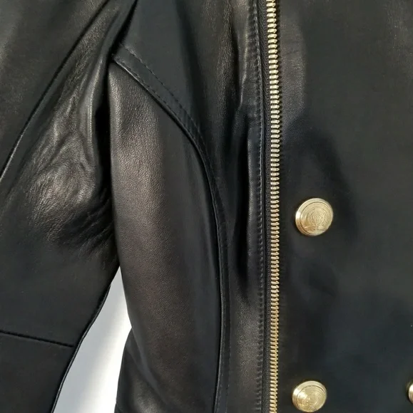 NWT Balmain H&M Leather Biker Moto Jacket 4 US